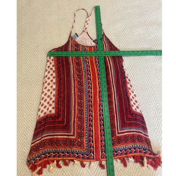 Angie Y2K T Back Mini Dress Fring Festival Boho Cover Up Tank Strappy Small - Picture 10 of 10